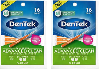 DenTek Easy Brush Interdental Oral Cleaners, Standard, Fresh Mint, 16 Count, (Pack Of 1)