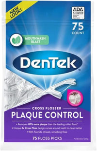 DenTek Cross Flosser Plaque Control Floss Picks X-Shaped Floss 75 Count (PACK OF 36)