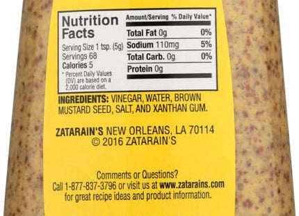 Zatarain's No Artificial Flavors Kosher Creole Mustard, Authentic Flavor, Marinades, And Dressings, Bottle, 12 Ounce (Pack Of 3)