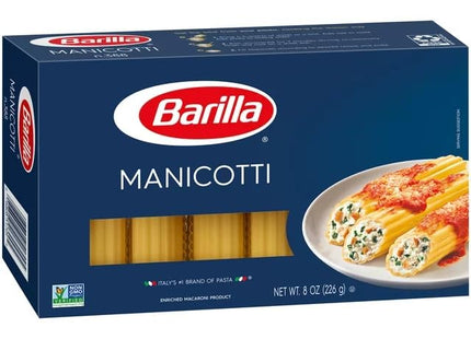 Barilla Classic Blue Box Oven Pasta Manicotti, Made with Durum Wheat Semolina, Kosher Certified Pasta 8 Ounce (Pack Of 24)