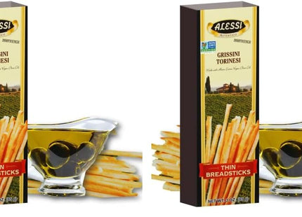 Alessi Imported Breadsticks, Thin Autentico Italian Crispy Bread Sticks, Low Fat Made with Extra Virgin Olive Oil, 3 Ounce (Pack Of 1)