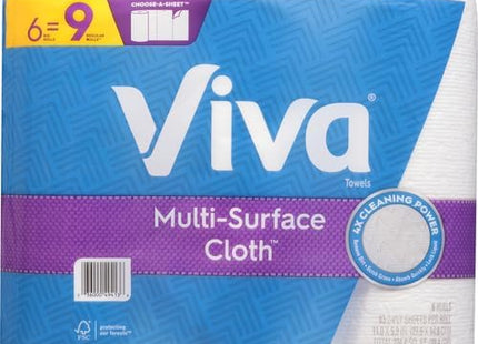 Viva Multi-Surface Cloth Paper Towels, 6 Big Rolls = 9 Regular Rolls, 2Ply, 83 Sheets Per Roll, (Pack Of 6)