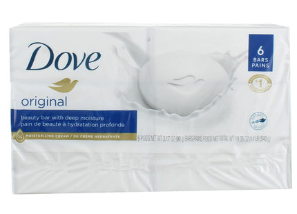 Dove Original White Moisturizer Cream Beauty Bars, Gentle for Soft Skin 3.17 Oz, 6 Bar Each (Pack Of 1)