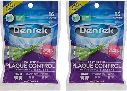 DenTek Easy Brush Oral Cleaners Extra Tight, Fresh Mint Green 16 Count (Pack Of 12)