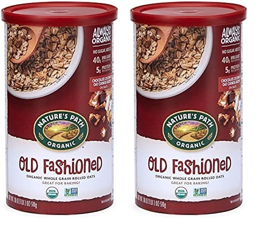 Nature’s Path Organic Old Fashioned Whole Grain Rolled Oats, Oven Toasted, Non-GMO, 18 Ounce (Pack Of 2)