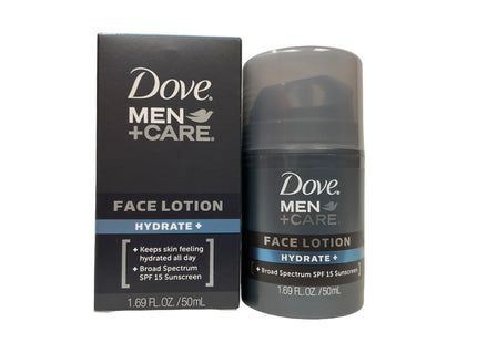 Dove Men+Care Hydrate Plus, SPF 15, Sunscreen Face Moisturizer Lotion, Trial Size 1.69 Ounce (Pack Of 3)