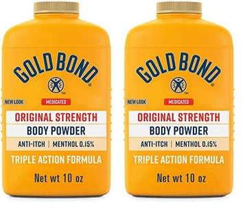 Gold Bond Medicated Original Strength Body Powder, Absorbs & Cools, Anti Chafing, Talc-Free, 10 Ounce (Pack Of 2)