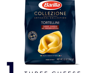 Barilla Classic Three Cheese Tortellini Pasta, Pantry Friendly Dried Tortellini, 12 Ounce (Pack Of 6)