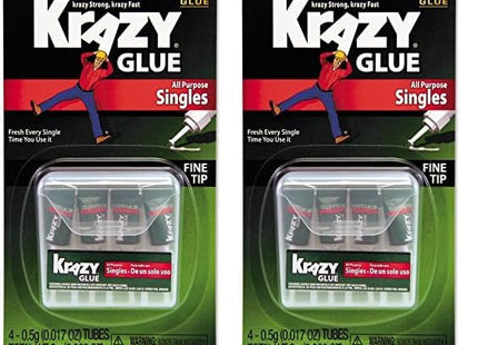 Krazy Instant Glue, All Purpose Glue, Single Use Tubes, 0.5 Ounce, 4 count Per Pack (Pack Of 12)