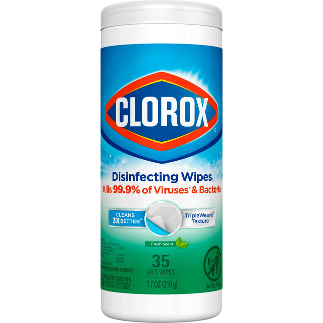 Clorox Bleach-Free Disinfecting Cleaner Wipes, Fresh Scent, 35 Count (Pack Of 3)