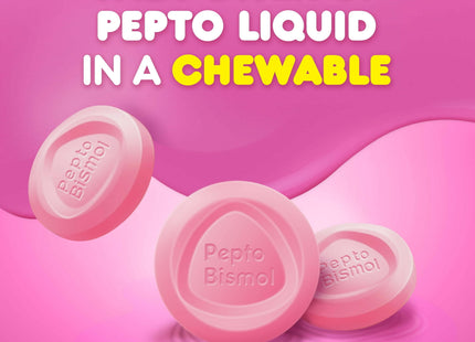 Pepto Bismol Chewable Tablets, for Indigestion Upset Stomach and Diarrhea, 5 Symptom, Fast Relief, Original Flavor, 30 Count (Pack Of 24)