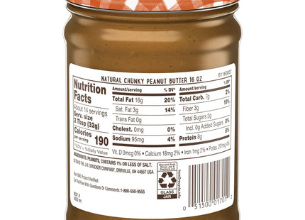 Smucker’s Natural Chunky Peanut Butter, 16 Ounces