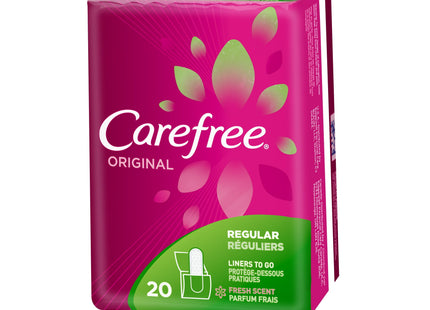 Carefree Original Regular To Go Pantiliners, Wrapped, Fresh Scent 20 Count (Pack Of 2)