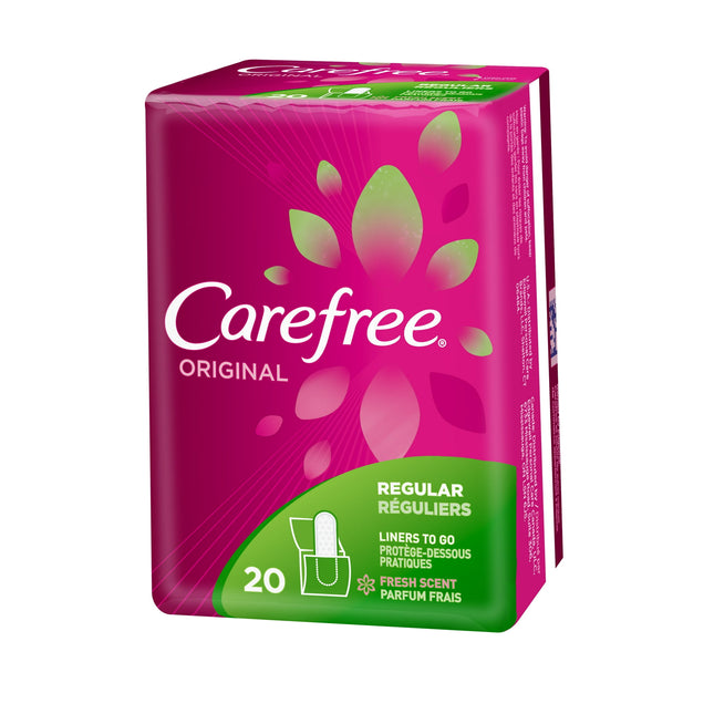 Carefree Original Regular To Go Pantiliners, Wrapped, Fresh Scent 20 Count (Pack Of 8)