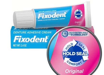 Fixodent Original, Complete Secure Denture Adhesive Cream, All Day Strong And Long Hold, 0.75 ounce (Pack Of 5)