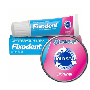 Fixodent Original, Complete Secure Denture Adhesive Cream, All Day Strong And Long Hold, 0.75 ounce (Pack Of 5)