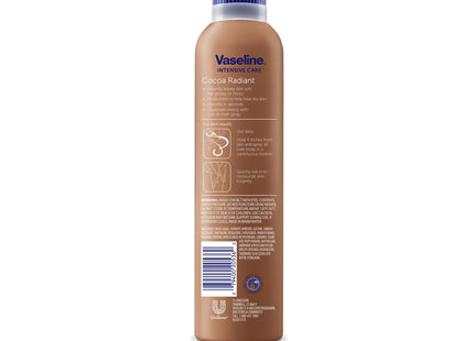 Vaseline Intensive Care Radiant Moisturizer Non Greasy Spray Body Lotion, Cocoa, 6.5 fl oz (Pack Of 8)