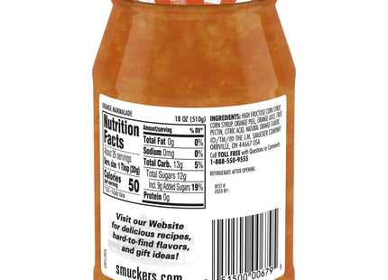 Smuckers Sweet Orange Marmalade, Glass Jar, Kosher, 18 Ounces (Pack Of 12)