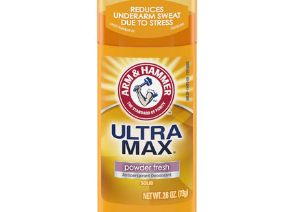 Arm & Hammer Ultra-Max Solid Anti-Perspirant Deodorant, Powder Fresh, 2.6 Ounce (Pack Of 1)