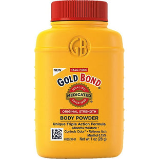 Gold Bond Medicated Original Strength Body Powder, Absorbs Odor-causing, Triple Action, Talc-Free, 1 Ounce (Pack Of 4)