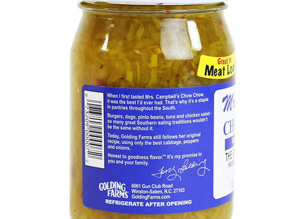 Mrs. Campbell's All Natural Sweet Southern Chow Chow Relish, No Artificial Flavors, Gluten Free, 16 Ounce (Pack Of 1)