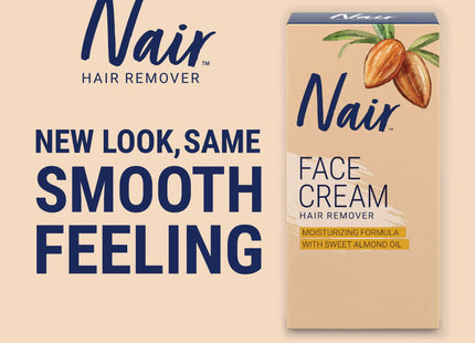 Nair Moisturizing Facial, For Upper Lip Chin And Face Hair Removal Cream, With Sweet Almond Oil, 2 Ounce (Pack Of 24)