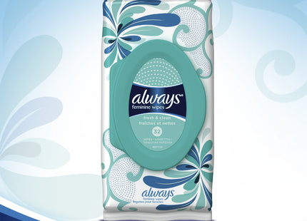 Always Feminine Wipes Fresh and Clean Scent, Soft Pack, 32 Count (Pack Of 1)