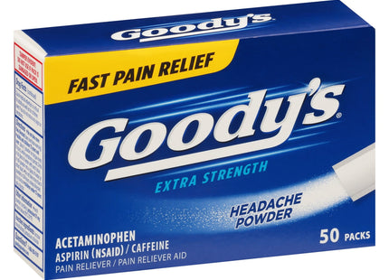 Goody's Extra Strength Headache Fast Pain Relief Aspirin Powder Sticks, 50 Count (Pack Of 12)