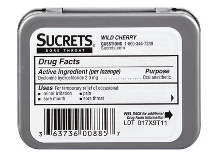 Sucrets Sore Classic Throat Lozenge, Original Formula, Wild Cherry, 18 Count (Pack Of 1)