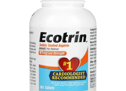 Ecotrin Low Strength Safety Coated Low Strength Aspirin Tablets, 81mg, 365 Count (Pack Of 1)