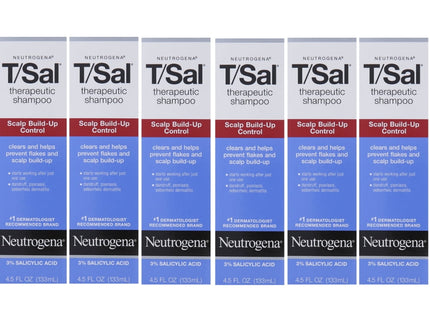 Neutrogena T/Sal Therapeutic Dandruff Relief Daily Shampoo, Scalp Build-up Control, 4.5 FL Ounce (Pack Of 6)