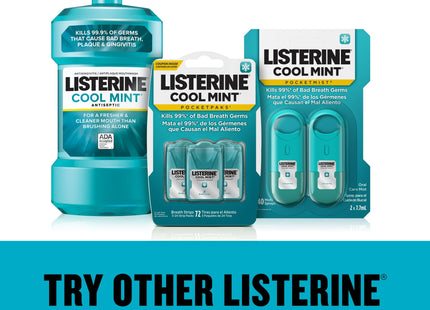 Listerine Cool Mint Pocket mist, Oral Care Mist for Fresh Breath, Non-Aerosol Sugar-Free Minty Spray, 0.26 fl Ounce (Pack Of 8)