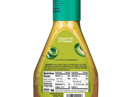 Newman's Own Olive Oil & Vinegar Salad Dressing, No Artificial Flavors And Preservatives, 16 Ounce (Pack Of 12)