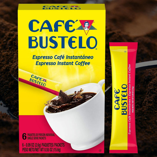 Cafe Bustelo Instant Espresso Style Dark Roast Instant Coffee, Single Serve Packet 6 Count (Pack Of 2)