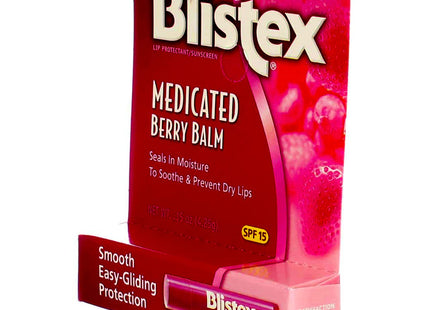 Blistex Medicated Barry Lip Balm Stick, SPF 15, Soothing, Sun Protection, For Dry Cracked Lips, 0.15 Ounce (Pack Of 2)