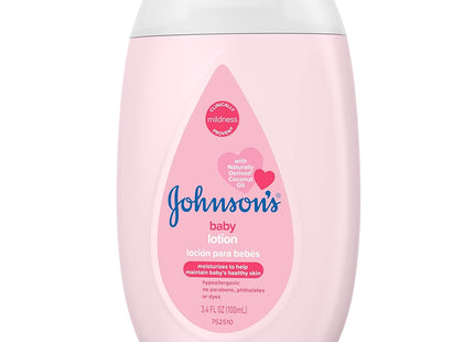 Johnson's Baby, Moisturizing Pink Baby Lotion, with Coconut Oil, Hypoallergenic, 3.4 Fl Oz (Pack Of 12)