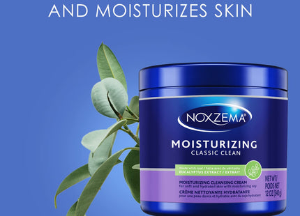 Noxzema Classic Moisturizing Facial Cleanser Cream, With Real Eucalyptus Extract, For All Skin, 12 Ounce (Pack Of 3)