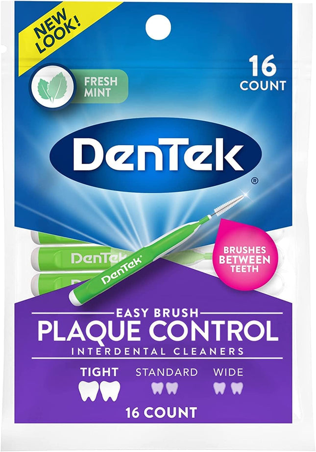 DenTek Easy Brush Oral Cleaners Extra Tight, Fresh Mint Green 16 Count (PacK Of 24)