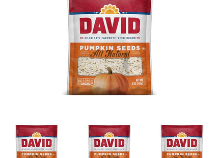 David All Natural Pumpkin Salted and Roasted Seeds nuts, Keto Friendly Snack, 5 Ounces Bags (Pack Of 4)