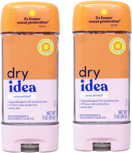 Dry Idea Advanced Antiperspirant Deodorant Gel, Hypo-Allergenic, Unscented, Clear Gel, All Day Protection, 3 Ounce (Pack Of 2)