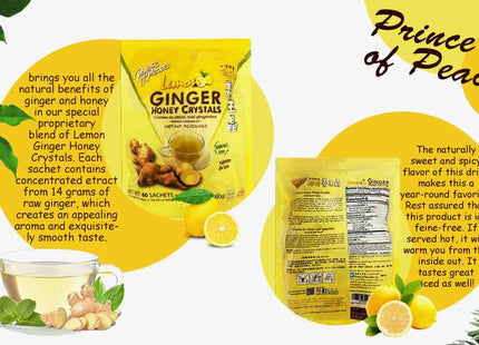 Prince of Peace Instant Lemon Ginger Honey Crystals Tea, 10 Sachets (Pack Of 2)