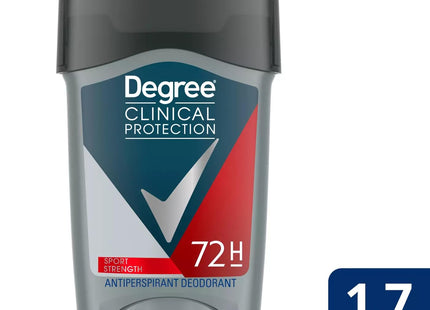 Degree Clinical+ Anti Perspirant Deodorant Stick, Solid, Sport Strength, 72-Hour Sweat & Odor Protection 1.7 Ounce (Pack Of 1)