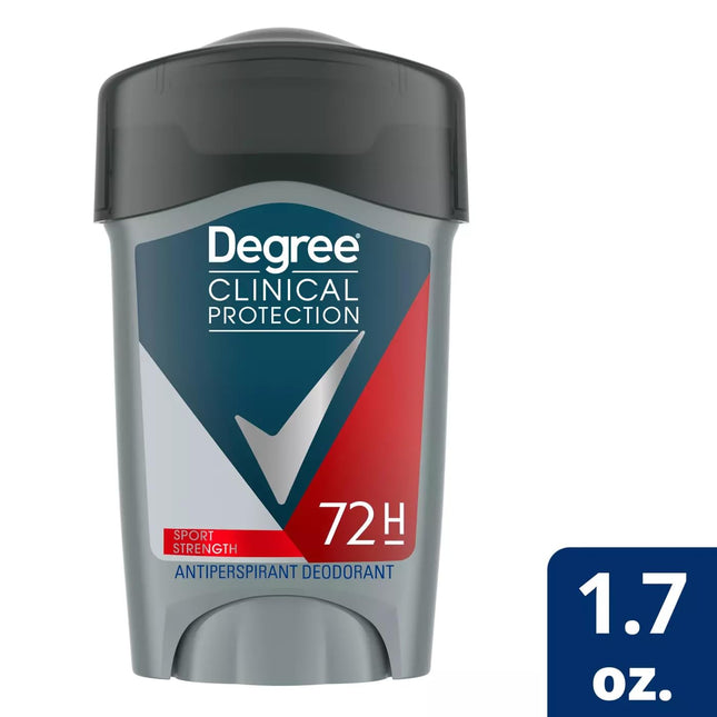 Degree Clinical+ Anti Perspirant Deodorant Stick, Solid, Sport Strength, 72-Hour Sweat & Odor Protection 1.7 Ounce (Pack Of 1)