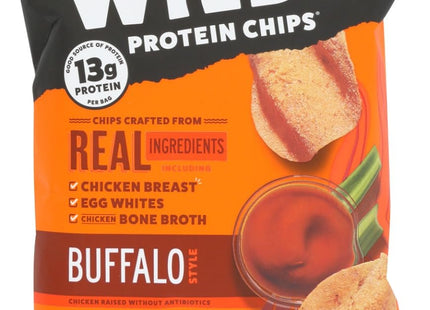 WILDE SNACKS Protein Chips Buffalo Style Chicken, Thin and Crispy, High Protein, 1.34 Ounce (Pack Of 16)