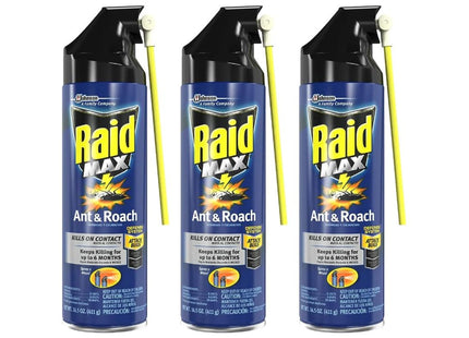 Raid Max Ant and Roach Spray, Insect Killer, Aerosol Can, 14.5 Ounce (Pack Of 3)