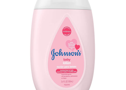 Johnson's Baby, Moisturizing Pink Baby Lotion, with Coconut Oil, Hypoallergenic, 3.4 Fl Oz (Pack Of 12)