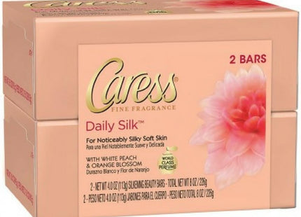 Caress Daily Silk Beauty Bars, White Peach & a Blend of Silk Orange Blossom, 4.25 oz 2 Bar (Pack Of 1)