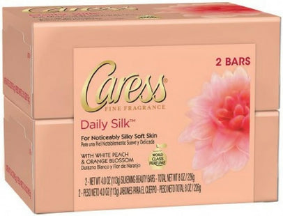 Caress Daily Silk Beauty Bars, White Peach & a Blend of Silk Orange Blossom, 4.25 oz 2 Bar (Pack Of 1)