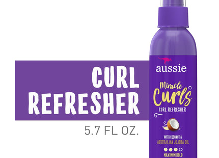 Aussie Miracle Curls Curl Refresher Spray Gel, Max Hold, with Coconut & Jojoba Oil, 5.7 Fl Oz (Pack Of 6)