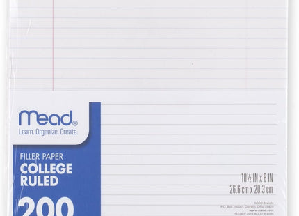 Mead (15326) Loose Leaf Paper, Notebook Paper, College Ruled Filler Paper, 10 1/2 X 8 Inch, 200 Sheets (Pack Of 1)